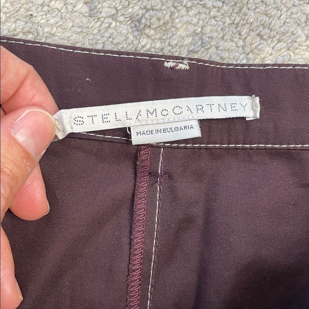 New Stella McCartney Buckle Embellished High Rise Cotton Trousers Brown Sz 46 - Picture 6 of 16